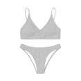 thumbnail image 1 of WREESH Womens Two Piece Swimsuit High Cut Bikini Fashion Solid Bikini Push-Up Padded Swimsuit Set Beach Bathing Suit White, 1 of 6
