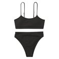thumbnail image 1 of WREESH Womens Two Piece Swimsuit High Cut Bikini Fashion Solid High Waist Bikini Push-Up Padded Swimsuit Beachwear Set Bikinis Siuts Bathing Suit Black, 1 of 7
