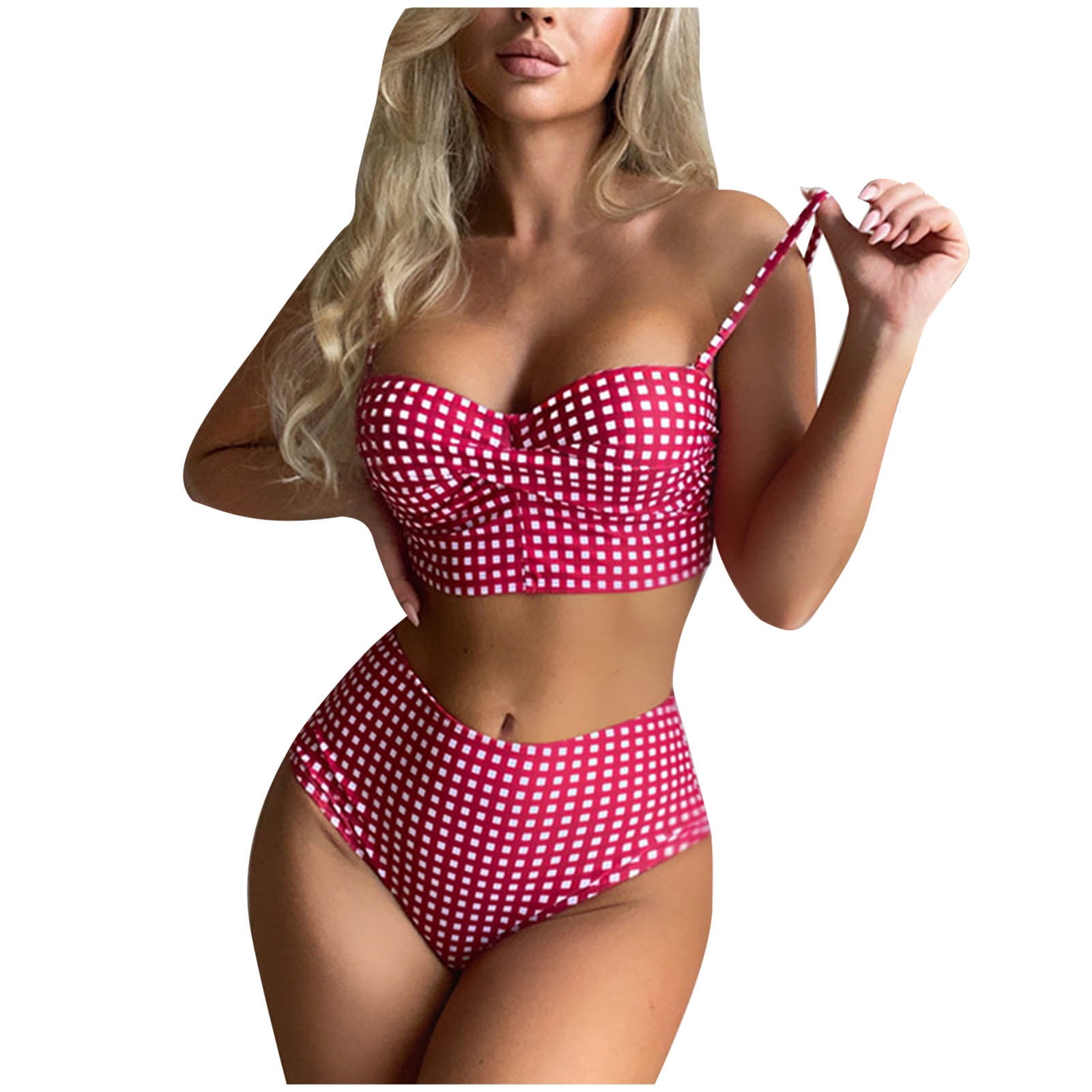 Women's Fashion Split High Waist Briefs Cross-halterneck Swimsuit