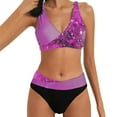 thumbnail image 1 of WREESH Womens Two Piece Swimsuit High Waisted Swimsuit New Fashion Split Swimsuit Casual Bikini Swimsuit Beach Bathing Suit Purple, 1 of 6