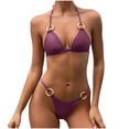 thumbnail image 1 of WREESH Womens Two Piece Swimsuit Metal Ring Bikini Set Halter New Swimsuit Printed Bikini Swimsuit Beach Bathing Suit Red, 1 of 9