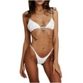 thumbnail image 1 of WREESH Womens Two Piece Swimsuit Mini Bkini Solid Color Split Diamond Bikini Swimsuit Beach Bathing Suit White, 1 of 5