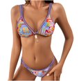 thumbnail image 1 of WREESH Womens Two Piece Swimsuit Push Up Bikini Sets Bikini Style Printed Split Swimwear Swimwear Beach Bathing Suit Blue, 1 of 5