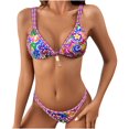 thumbnail image 1 of WREESH Womens Two Piece Swimsuit Push Up Bikini Sets Bikini Style Printed Split Swimwear Swimwear Beach Bathing Suit Purple, 1 of 5