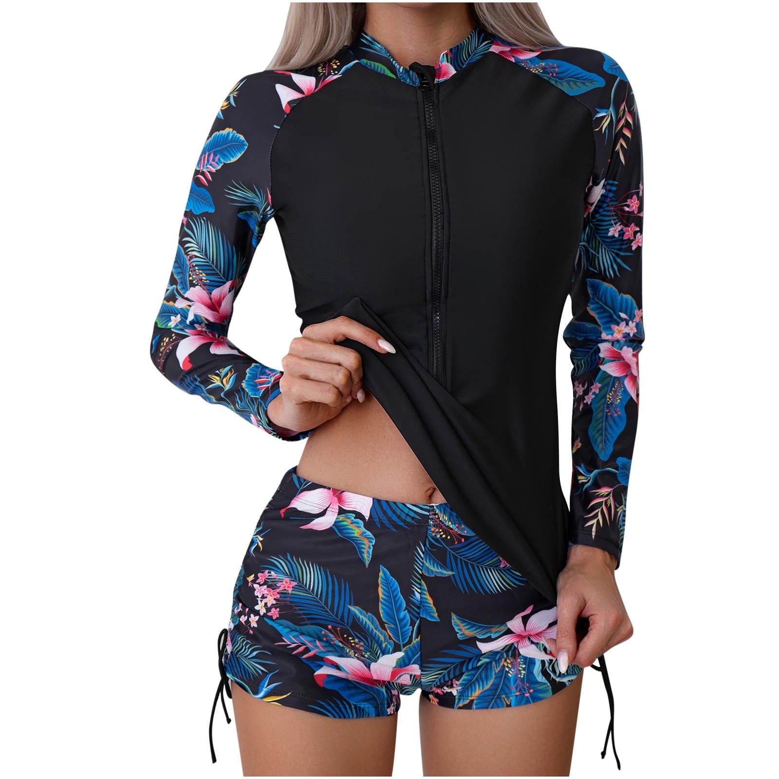 Split Swimsuit Summer Bikini Three-piece Print Beach Suit Swimming Sportswear