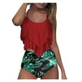 thumbnail image 1 of WREESH Womens Two Piece Swimsuit Ruffle Tankini Swimsuit Fashion Printing Bikini Push-Up Padded Swimsuit Beachwear Set Bathing Suit Green, 1 of 7