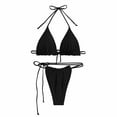 thumbnail image 1 of WREESH Womens Two Piece Swimsuit String Bikini Sets Comfortable and Fashionable Solid Color Split Swimsuit Set Swimsuit Beach Bathing Suit Black, 1 of 5