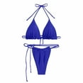 thumbnail image 1 of WREESH Womens Two Piece Swimsuit String Bikini Sets Comfortable and Fashionable Solid Color Split Swimsuit Set Swimsuit Beach Bathing Suit Blue, 1 of 5