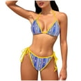 thumbnail image 1 of WREESH Womens Two Piece Swimsuit String Bikini Sets Halter Backless Sexy Three-Point Swimsuit Set Beach Bathing Suit Yellow, 1 of 4