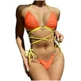 thumbnail image 1 of WREESH Womens Two Piece Swimsuit String Bikini Sets Metal Ring Bikini Set Love Drawstring Bikini Beach Bathing Suit Orange, 1 of 7
