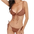 thumbnail image 1 of WREESH Womens Two Piece Swimsuit String Bikini Sets Solid Color Fashion Casual Broadband Sling Binding Bikinis Sets Beach Bathing Suit Orange, 1 of 6
