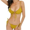thumbnail image 1 of WREESH Womens Two Piece Swimsuit String Bikini Sets Solid Color Fashion Casual Broadband Sling Binding Bikinis Sets Beach Bathing Suit Yellow, 1 of 6