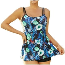 WREESH Womens Two Piece Swimsuit Swim Dress Tankini Swimsuit Swimsuits Fashion Casual Bikini Swimsuit Beach Bathing Suit Blue