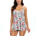 thumbnail image 1 of WREESH Womens Two Piece Swimsuit Swim Dress Tankini Swimsuits Fashion Multicolor Flower Heart Print Back Cutout Swimming Trunks Sling Split Swimsuit Beach Bathing Suit Multicolor, 1 of 7