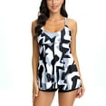 thumbnail image 1 of WREESH Womens Two Piece Swimsuit Swim Dress Tankini Swimsuits Fashion Multicolor Print Back Cutout Swimming Trunks Sling Split Swimsuit Beach Bathing Suit White, 1 of 7