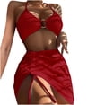 thumbnail image 1 of WREESH Womens Two Piece Swimsuit Swim Skirt Bikini Sets Swimsuit Split Swimsuit Bikini Set Beach Bathing Suit Red, 1 of 6