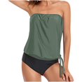 thumbnail image 1 of WREESH Womens Two Piece Tankini Swimsuits Bandeau Swimsuits for Loose Fit Bathing Suit Swim Tank Top with Shorts Olive Green, 1 of 9