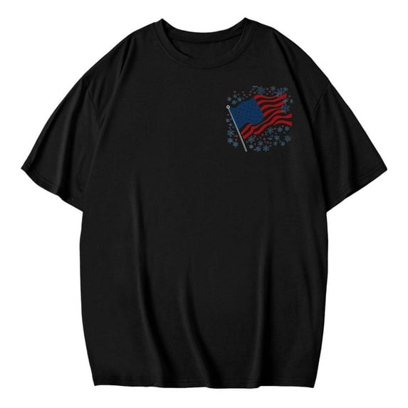 WREESH Womens USA Flag Oversized T-Shirts Star Striped Patriotic Shirts 4th of July Summer Tee Memorial Day