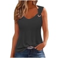 thumbnail image 1 of WREESH Womens V Neck Tank Tops Solid Color Sleeveless T-Shirt Loose Cami Blouses Black, 1 of 5