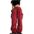 thumbnail image 1 of WREESH Womens Wide Leg Cargo Pants Printed Summer Sleeveless Backless Loose Long Playsuits Rompers Jumpsuit Red, 1 of 6
