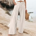 thumbnail image 1 of WREESH Womens Wide Leg Pants Casual High Waist Loose Pocket Straight Buttons Long Pants Beige, 1 of 5