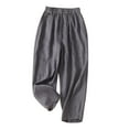 thumbnail image 1 of WREESH Womens Wide Leg Pants Solid Color Elastic High Waisted Cropped Pants Cotton and Linen Casual Slim Gray, 1 of 6