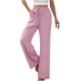 thumbnail image 1 of WREESH Womens Wide Leg Pants Spring Solid Color Elastic Waist Straight Tube Casual Pants Pink, 1 of 8