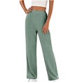 thumbnail image 1 of WREESH Womens Wide Leg Sweatpants Fashion Round Neck Color Blouse Short Sleeve Tops Shorts Casual Suit Sets Green, 1 of 7