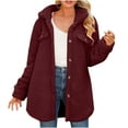 thumbnail image 1 of WREESH Womens Winter Coats Solid Faux Furry Overcoat Fuzzy Fleece Open Front Trench Coat Button Up Long Coats Thicken Warm Cardigan Outwear Jackets Wine, 1 of 8