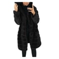 thumbnail image 1 of WREESH Womens Winter Faux Furry Coat Ladies Fashion Luxury Thicken Warm Overcoat Plus Size Hooded Jacket Mid Length Lapel Cardigan Outerwear Black, 1 of 6