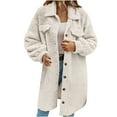 thumbnail image 1 of WREESH Womens Winter Fuzzy Fleece Coat Thicken Warm Teddy Coats Casual Solid Long Coat Lapel Single Breasted Overcoat with Pockets Cardigan Outerwear White, 1 of 7