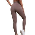 thumbnail image 1 of WREESH Womens Yoga Pants Casual Fashion Bodybuilding Run Yoga Solid Long Pantsstretch Leggings Coffee, 1 of 4