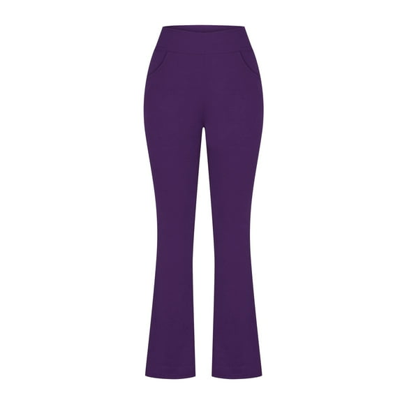 WREESH Womens Yoga Pants Flare Leggings Stretch High Waist Pants Workout Pants Full Length Active Pants Purple
