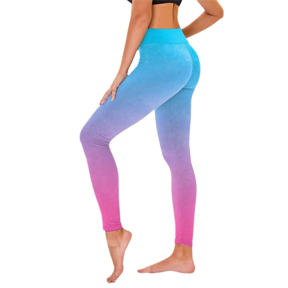 WREESH Womens Yoga Pants Stretch Yoga Leggings Fitness Running Gym Sports Full Length Active Pants Yoga Full Length Pants Light Blue