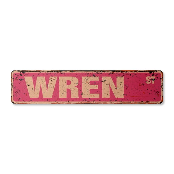 WREN Vintage Plastic Street Sign Childrens Name Room Sign | Indoor/Outdoor | 36" Wide