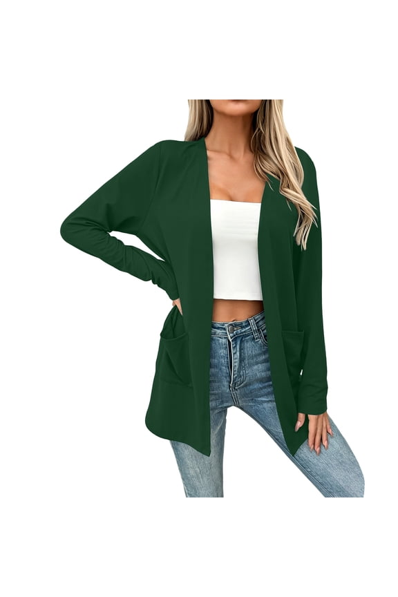 Cardigans for Women Lightweight Drapey Open Front Long Sleeve Cardigan Casual Fall Comfy Tops with Pockets