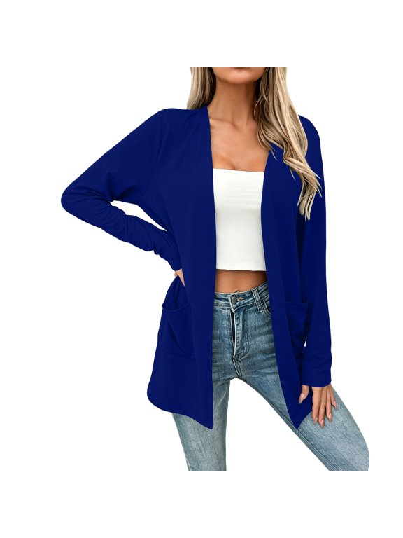 Cardigans for Women Lightweight Drapey Open Front Long Sleeve Cardigan Casual Fall Comfy Tops with Pockets