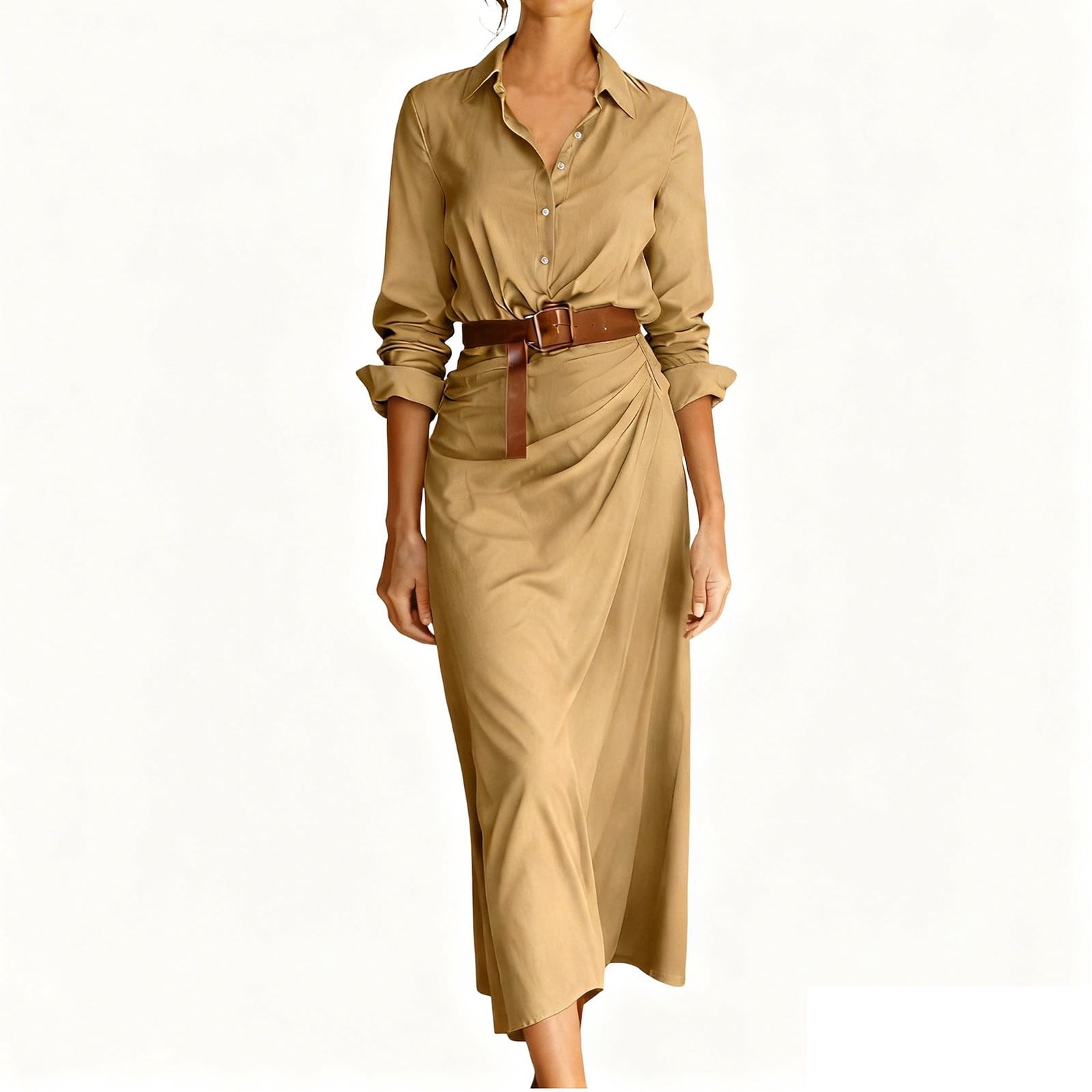 lapel midi dress Agatha Lapel Collar A-Line Midi Dress, Blue M