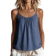 thumbnail image 1 of WRFWUL Gauze Shirts for Women Sleeveless Crew Neck Tank Tops Summer Casual Loose Beach Spaghetti Strap Ruched Camisole, 1 of 6