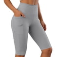 thumbnail image 1 of WRFWUL Knee Length Biker Shorts for Women Tummy Control Yoga Workout Gym Running Volleyball Compression Shorts with Pockets, 1 of 5