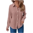 thumbnail image 1 of WRFWUL Long Sleeve Button Down Gauze Shirts for Women Fall Casual Crinkle Collared Work Dress Shirts Ladies Blouse Tops, 1 of 5