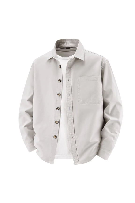 Men's Button Down Shirts Casual Lapel Collar Button Down Shacket Confy Breathable Untucked Shirts