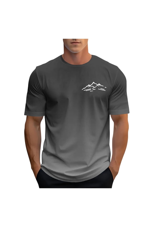 Men's Crewneck Short Sleeve T-Shirts Gradient Print Graphic Tees Shirts Summer Beach Vacation Basic Tops