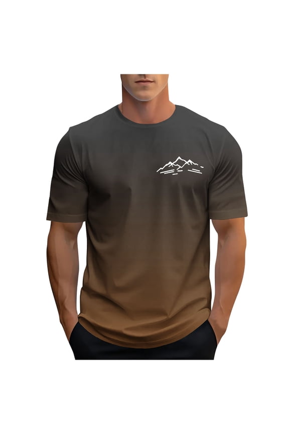 Men's Crewneck Short Sleeve T-Shirts Gradient Print Graphic Tees Shirts Summer Beach Vacation Basic Tops