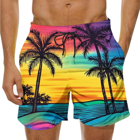 WRFWUL Men's Swim Trunks Quick Dry Bathing Suit Swimming Board Shorts Mesh Lining Hawaiian Beach Swimwear with Pockets