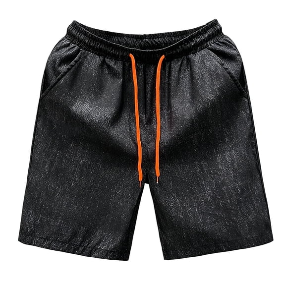 WRFWUL Mens Faux Denim Elastic Waist Drawstring Shorts Loose Lightweight Summer Casual Beach Board Shorts with Pockets