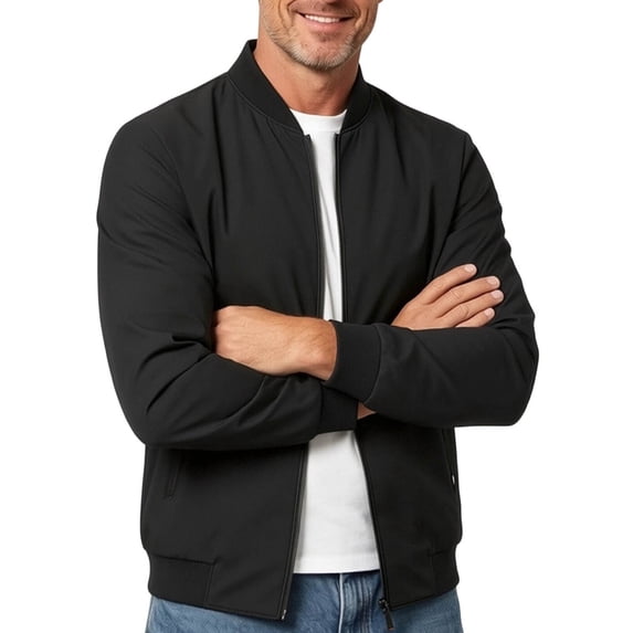 WRFWUL Mens Lightweight Bomber Jackets Zip Up Stand Collar Plain Business Casual Coat Trendy Fall Outerwear