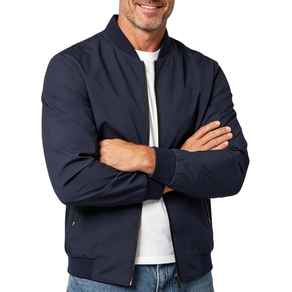 WRFWUL Mens Lightweight Bomber Jackets Zip Up Stand Collar Plain Business Casual Coat Trendy Fall Outerwear