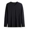 thumbnail image 1 of WRFWUL Mens Long Sleeve V Neck Cotton T Shirts Solid Color Slim Fit Basic Athletic Undershirt Tops, 1 of 2