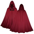 thumbnail image 1 of WRFWUL Mens Renaissance Velvet Hooded Cloak Vintage Toggle Buttons Sorcerer Vampire Gothic Robe Halloween Cosplay Robe, 1 of 5